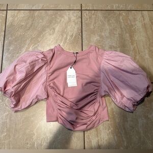 NWT Pink English Factory puffed sleeves Top Size S